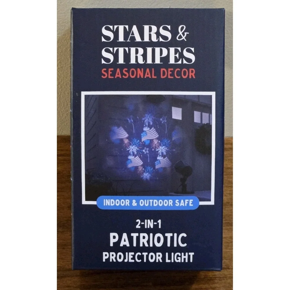 Stars & Stripes Patriotic 2-in-1 LED Light Show Projector Whirling Motion/Static